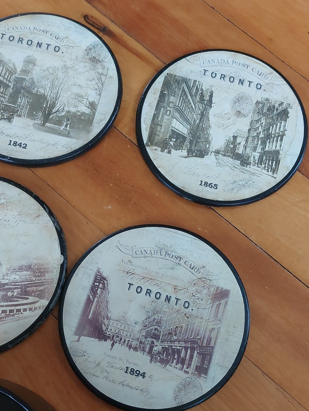 Vintage Canada Post Card Toronto Historic Coasters Set of 5 with Holder - Picture 3 of 5
